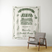 Hand Drawn Fresh Off the Market Bridal Shower Wandkleed (In situ)