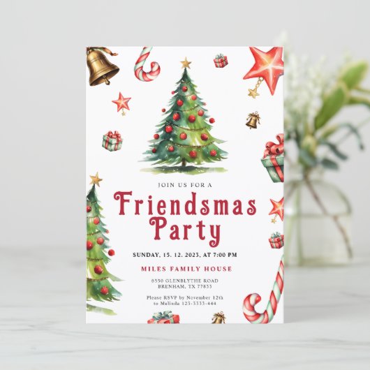 Hand Drawn Friendsmas Party Invitation (Debout devant)