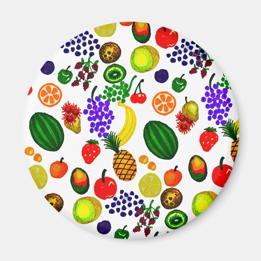 Hand Drawn Fruit Medley Pattern Magneet (Voorkant)