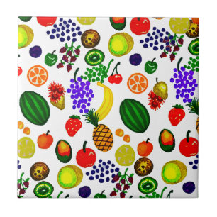 Hand Drawn Fruit Medley Pattern Tegeltje