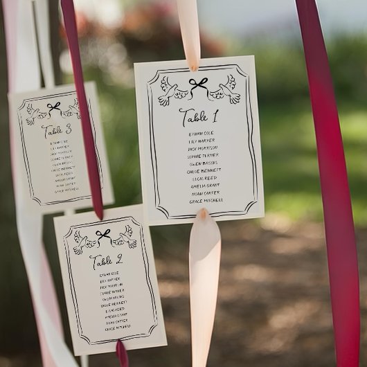 Hand drawn Funky Doodle Wedding Table Seating Kaart