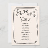 Hand drawn Funky Doodle Wedding Table Seating Kaart (Achterkant)