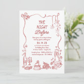 Hand Drawn Funky Whimsical Rehearsal Dinner Kaart (Staand voorkant)