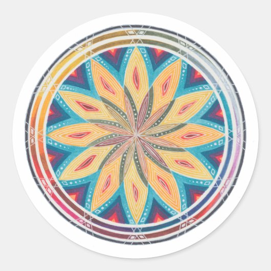 Hand-Drawn Geometric Mandala Ronde Sticker (Voorkant)