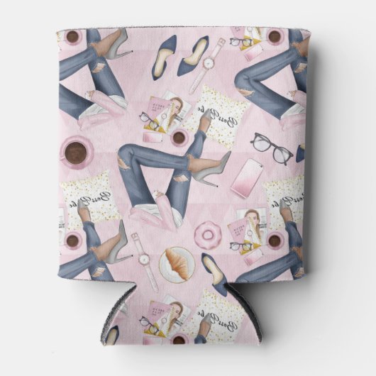 Hand Drawn Girl Boss Blikjeskoeler (Voorkant)