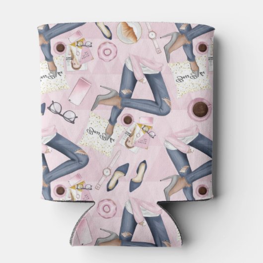 Hand Drawn Girl Boss Blikjeskoeler (Achterkant)