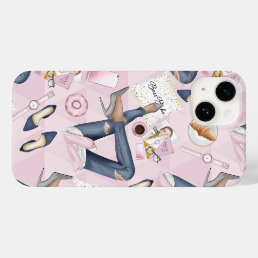 Hand Drawn Girl Boss Case-Mate iPhone Case (Achterkant (horizontaal))