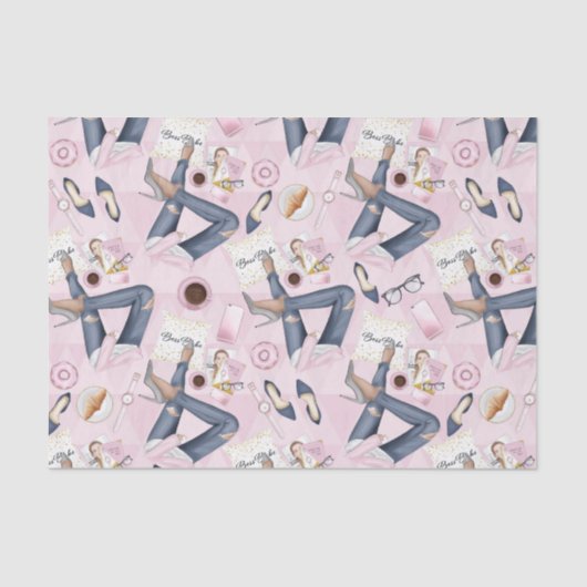 Hand Drawn Girl Boss Tissuepapier (Voorkant)