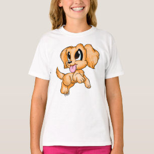 Hand Drawn Golden Retriever Girls T-shirt voor kin