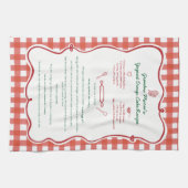 Hand Drawn Grandmas Recipe Red Gingham Theedoek (Horizontaal)