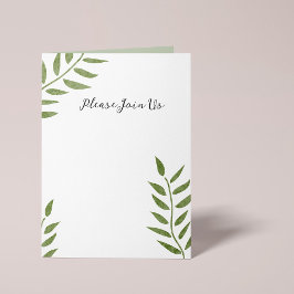 Hand-drawn green artistic leaf branch kaart