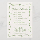 Hand Drawn Green Lijst Bruids Brunch Dag van de Ev Programma (Voorkant)