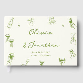 Hand Drawn Green Wedding Gastenboek