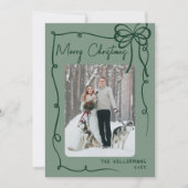 Hand Drawn Green Whimsical Merry Christmas Feestdagenkaart (Voorkant)