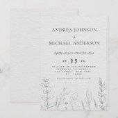 Hand Drawn Greenery Kraft Line Art Black & White Kaart (Voorkant / Achterkant)