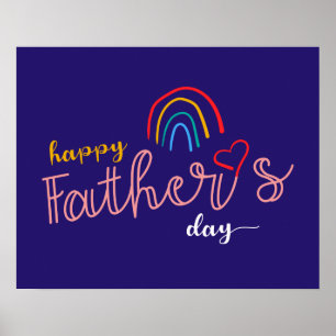 Hand-Drawn Happy Vaderdag Pride Rainbow Poster