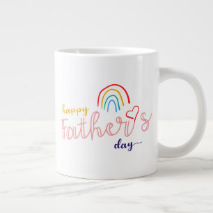 Hand-Drawn Happy Vaderdag-regenboog Extra Grote Beker