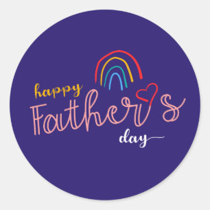 Hand-Drawn Happy Vaderdag-regenboog Ronde Sticker