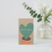 Hand Drawn Heart Cactus Plant Shop Botanisch Visitekaartje (Staand voorkant)