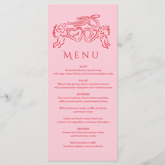 hand drawn heart couple Whimsical Wedding Menu (Voorkant)