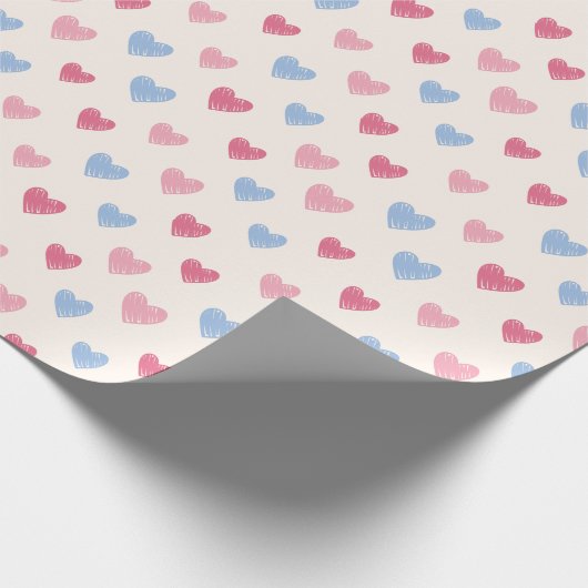 Hand Drawn Heart Doodle Pattern Cadeaupapier (Hoek)