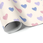 Hand Drawn Heart Doodle Pattern Wrapping Paper Cadeaupapier (Rol Hoek)
