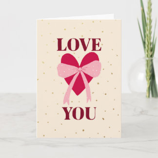 hand drawn heart with bow love you Valentine's Day Kaart