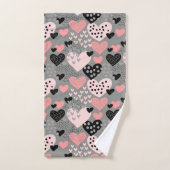 Hand Drawn Hearts and Stippen Pattern ID471 Bad Handdoek (Handdoek)