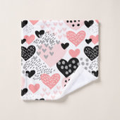 Hand Drawn Hearts and Stippen Pattern ID471 Bad Handdoek (Wasdoekje)