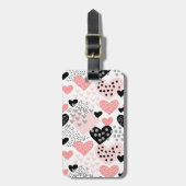 Hand Drawn Hearts and Stippen Pattern ID471 Bagagelabel (Voorkant verticaal)