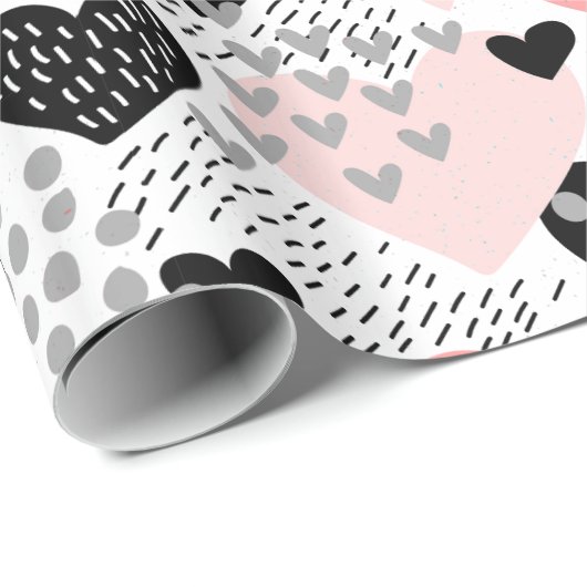 Hand Drawn Hearts and Stippen Pattern ID471 Cadeaupapier (Rol Hoek)