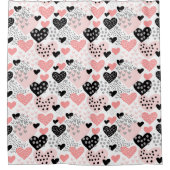 Hand Drawn Hearts and Stippen Pattern ID471 Douchegordijn (Voorkant)