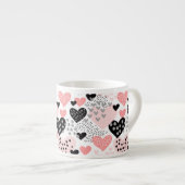 Hand Drawn Hearts and Stippen Pattern ID471 Espresso Kop (Voorkant rechts)