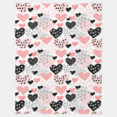 Hand Drawn Hearts and Stippen Pattern ID471 Fleece Deken (Voorkant)
