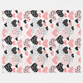 Hand Drawn Hearts and Stippen Pattern ID471 Fleece Deken (Voorkant (Horizontaal))