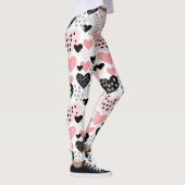 Hand Drawn Hearts and Stippen Pattern ID471 Leggings (Rechts)