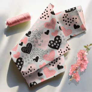 Hand Drawn Hearts and Stippen Pattern ID471 Stof