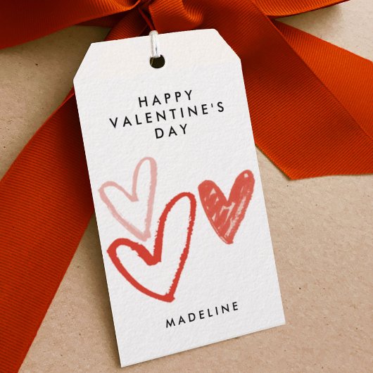 Hand Drawn Hearts Cadeaulabel