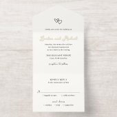 Hand Drawn Hearts Doodle Modern Wedding All In One Uitnodiging (Binnenkant)