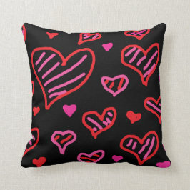 Hand Drawn Hearts Pillow Kussen