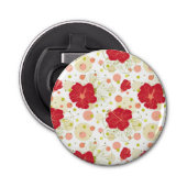Hand Drawn Hibiscus Pattern Button Flesopener (Voorkant)