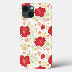 Hand Drawn Hibiscus Pattern iPhone 13 Hoesje
