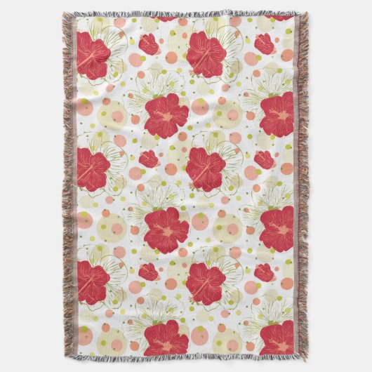 Hand Drawn Hibiscus Pattern Deken (Voorkant Verticaal)