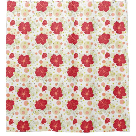 Hand Drawn Hibiscus Pattern Douchegordijn (Voorkant)