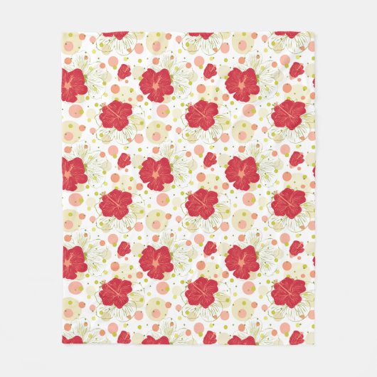 Hand Drawn Hibiscus Pattern Fleece Deken (Voorkant)