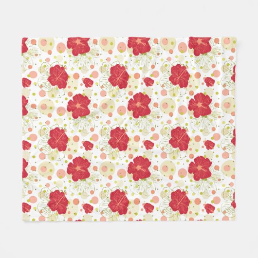 Hand Drawn Hibiscus Pattern Fleece Deken (Voorkant (Horizontaal))