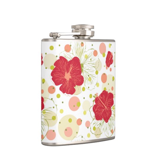 Hand Drawn Hibiscus Pattern Heupfles (Rechts)