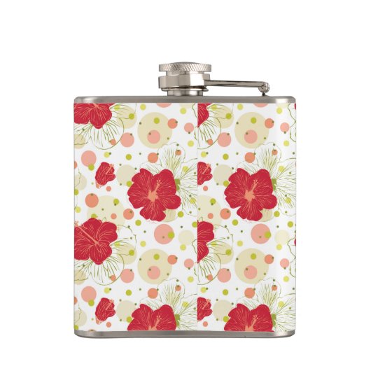 Hand Drawn Hibiscus Pattern Heupfles (Achterkant)