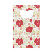 Hand Drawn Hibiscus Pattern Kredietkaart Flessenopener (Voorkant)