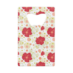 Hand Drawn Hibiscus Pattern Kredietkaart Flessenopener